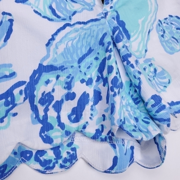Lilly Pulitzer The Buttercup Blue White Scallop Floral Cotton Shorts Siz… - Picture 7 of 16